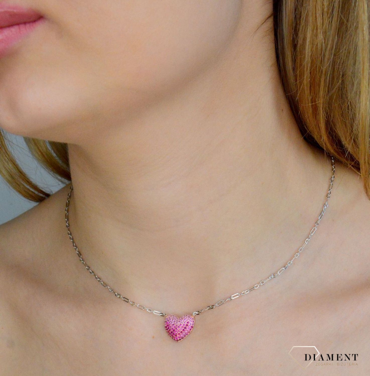 Naszyjnik damski srebrny 925 z różowym sercem Nomination 241103 004.jpg